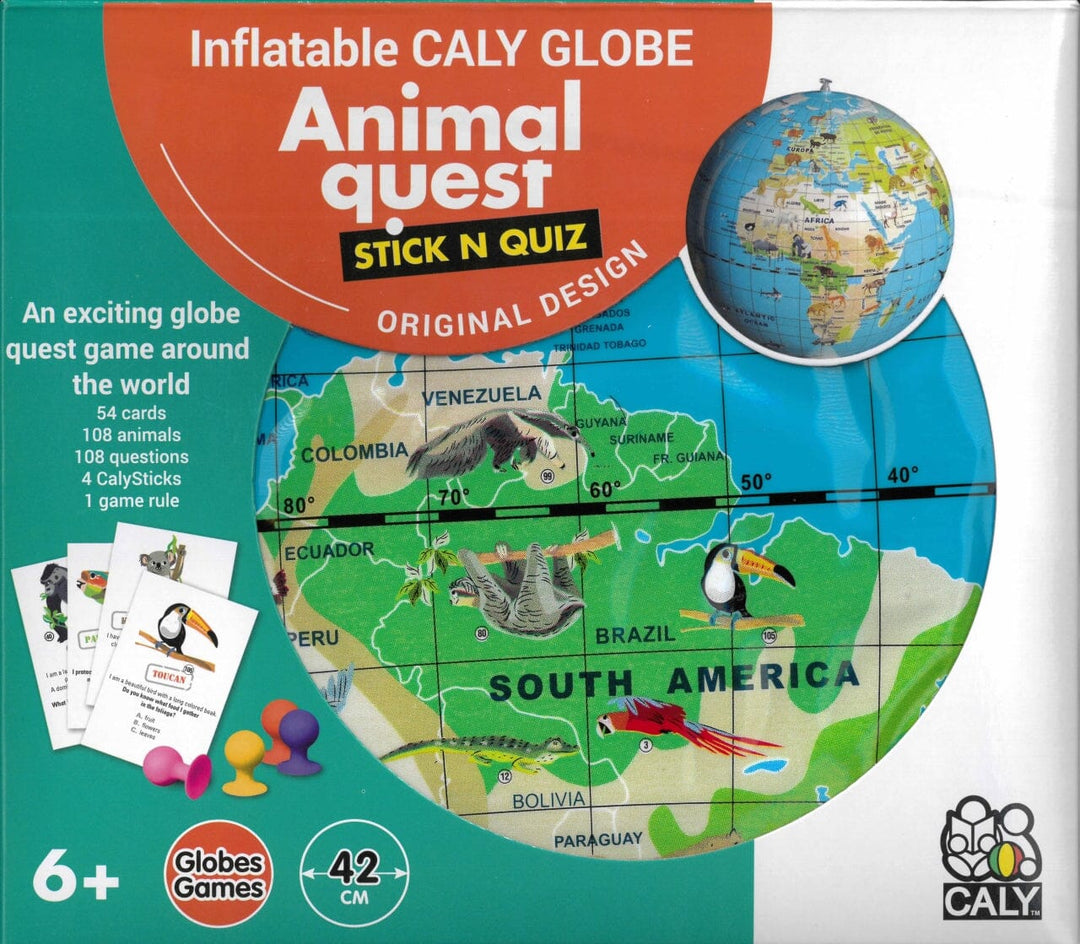 Jeu Stick N Quiz avec globe gonflable de 42 cm (en anglais) - Animal quest (6 ans et +) | Calytoys globe Calytoys 