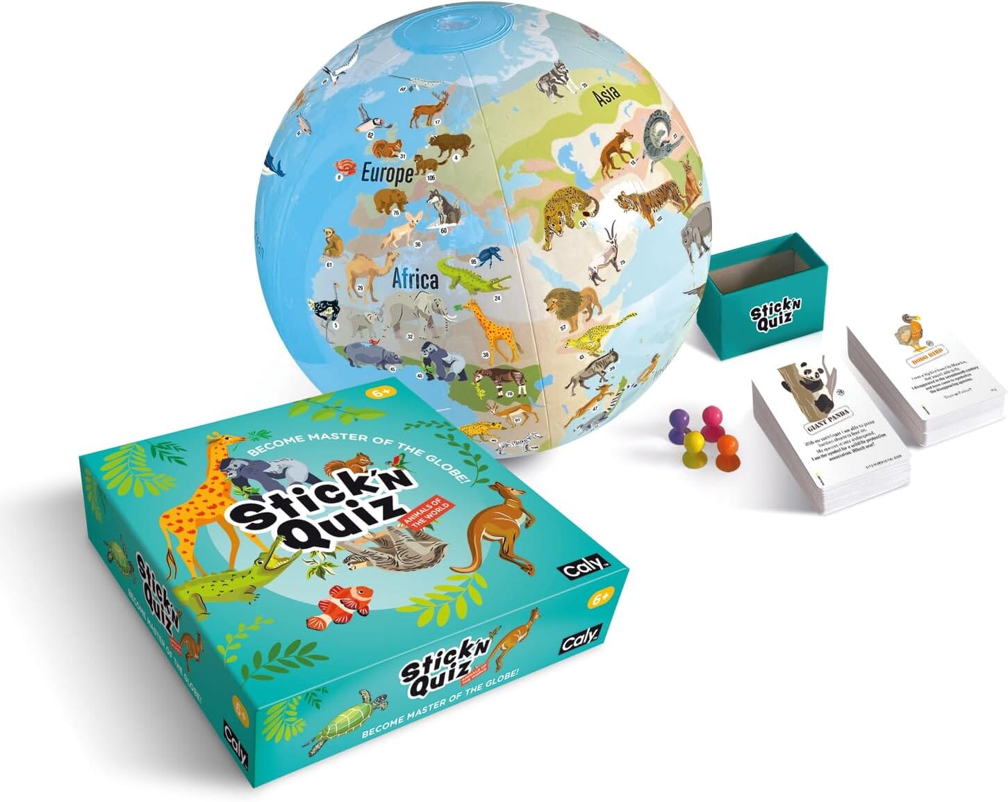 Jeu Stick’N Quiz (en anglais) - Animals of the World (6 ans et +) | Calytoys globe Calytoys 