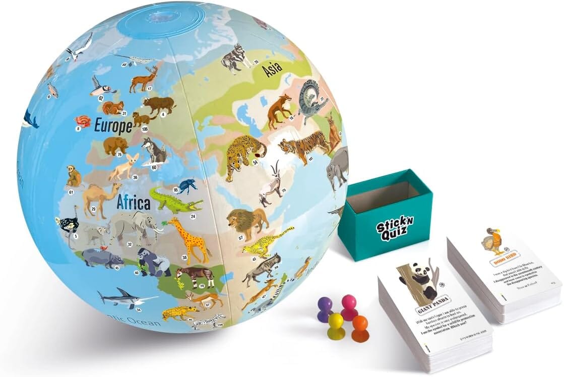 Jeu Stick’N Quiz (en anglais) - Animals of the World (6 ans et +) | Calytoys globe Calytoys 