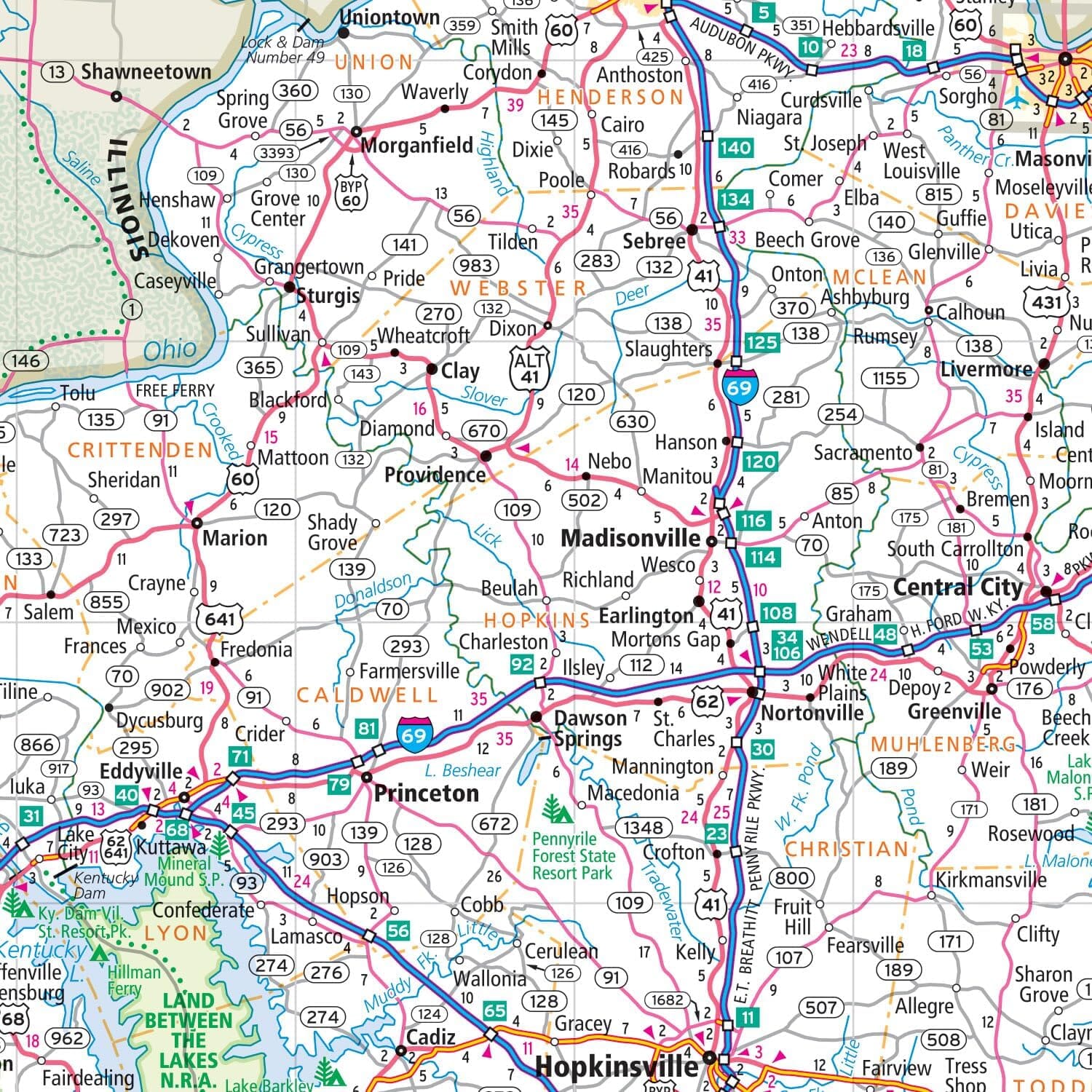 Kentucky, carte facile à plier | Rand McNally carte routière Rand McNally 