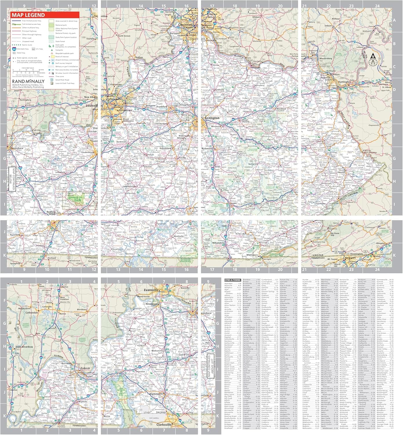 Kentucky, carte facile à plier | Rand McNally carte routière Rand McNally 