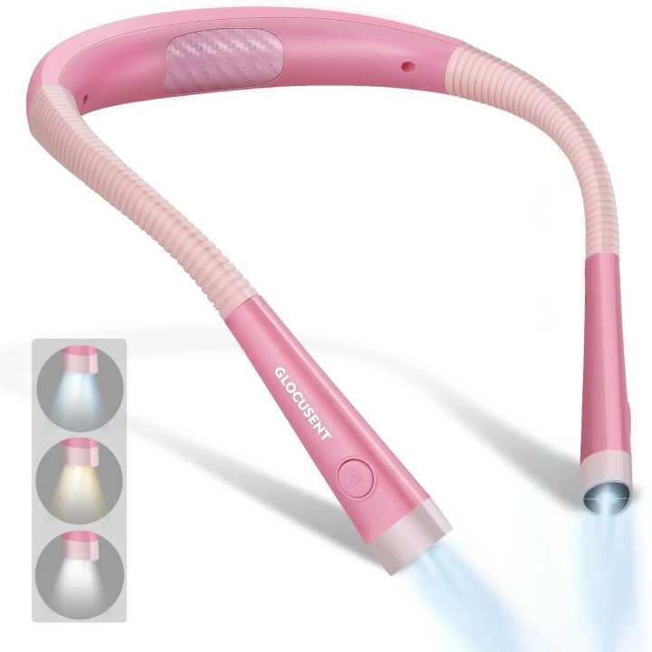 Lampe de lecture à Led rechargeable pour le cou | Glocusent accessoire Kycio rose