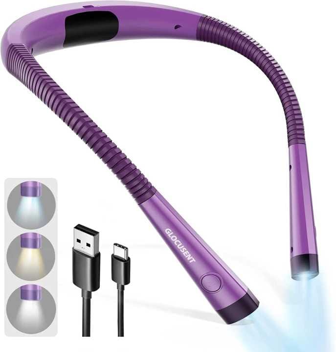 Lampe de lecture à Led rechargeable pour le cou | Glocusent accessoire Kycio mauve
