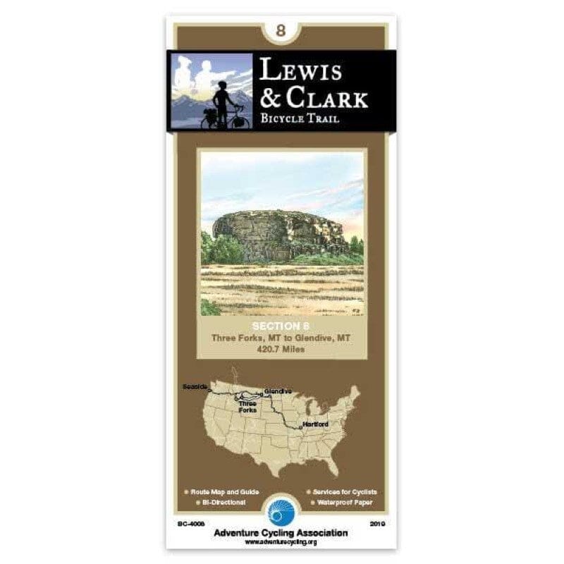 Lewis & Clark - Bicycle Trail #8 | Adventure Cycling Association carte pliée Adventure Cycling Association 