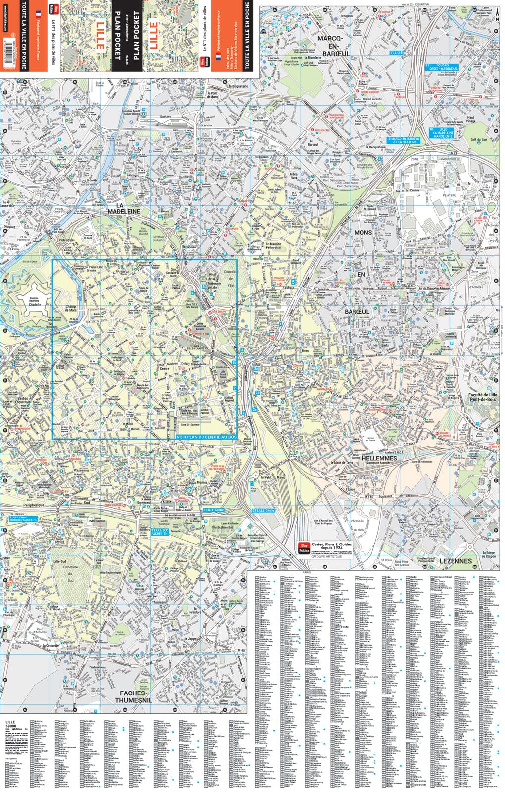 Lille, Nord - Plan de ville "pocket" | Blay Foldex plan de ville Blay Foldex