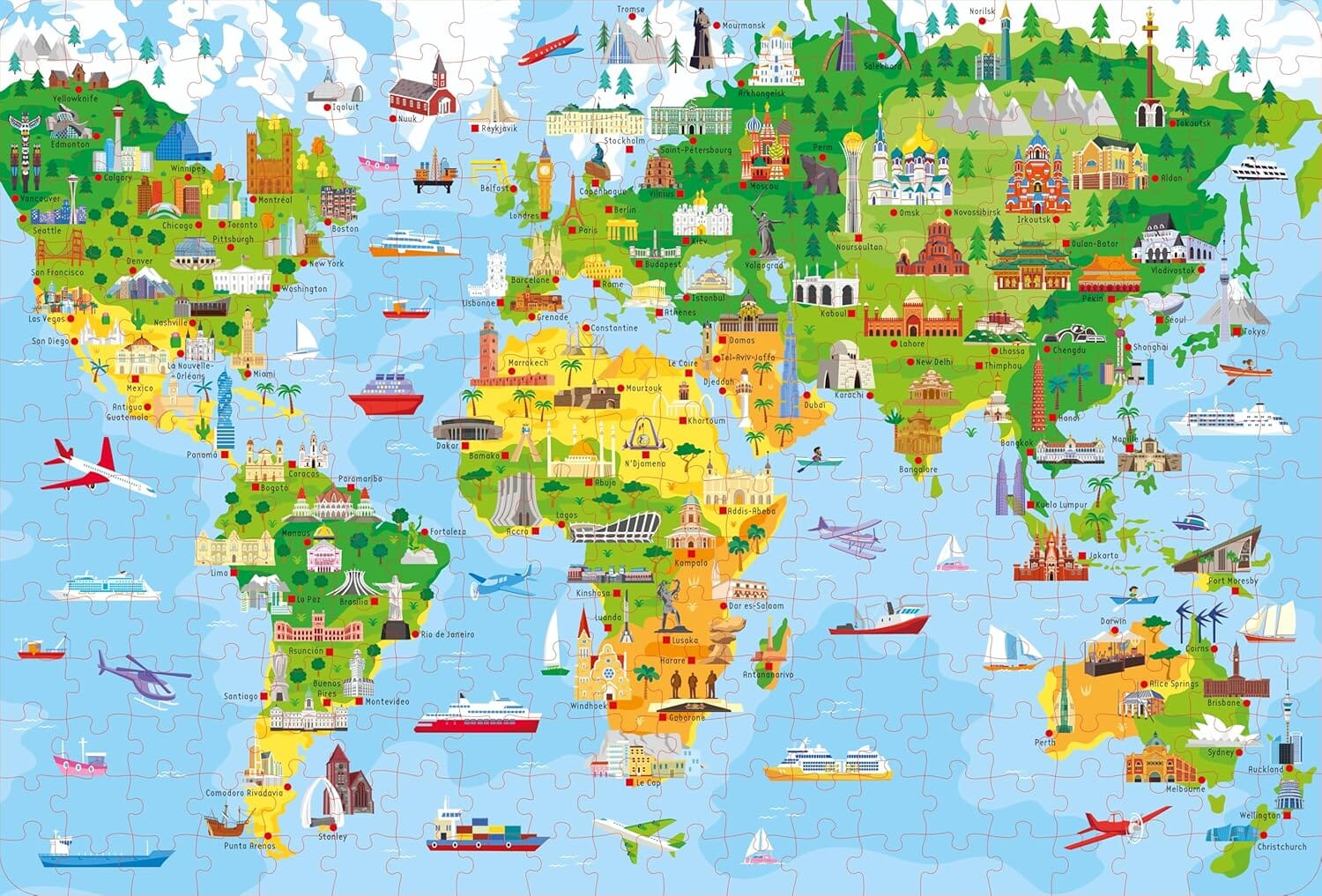 Livre et Puzzle 300 pièces - Les villes du monde | Usborne puzzle Interforum 