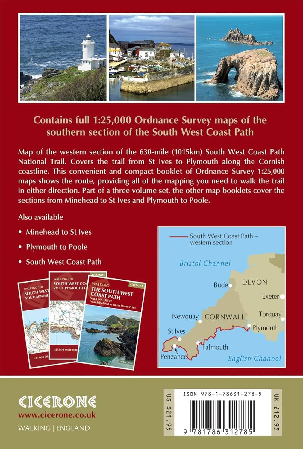 Livret de cartes (en anglais) - South West Coast Path - Vol.2 : St Ives to Plymouth | Cicerone guide de randonnée Cicerone 