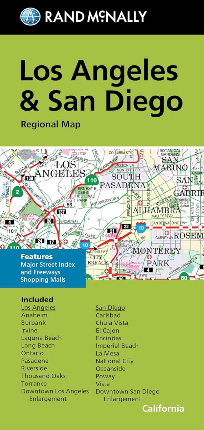 Carte régionale - Los Angeles et San Diego (Californie) | Rand McNally plan de ville Rand McNally