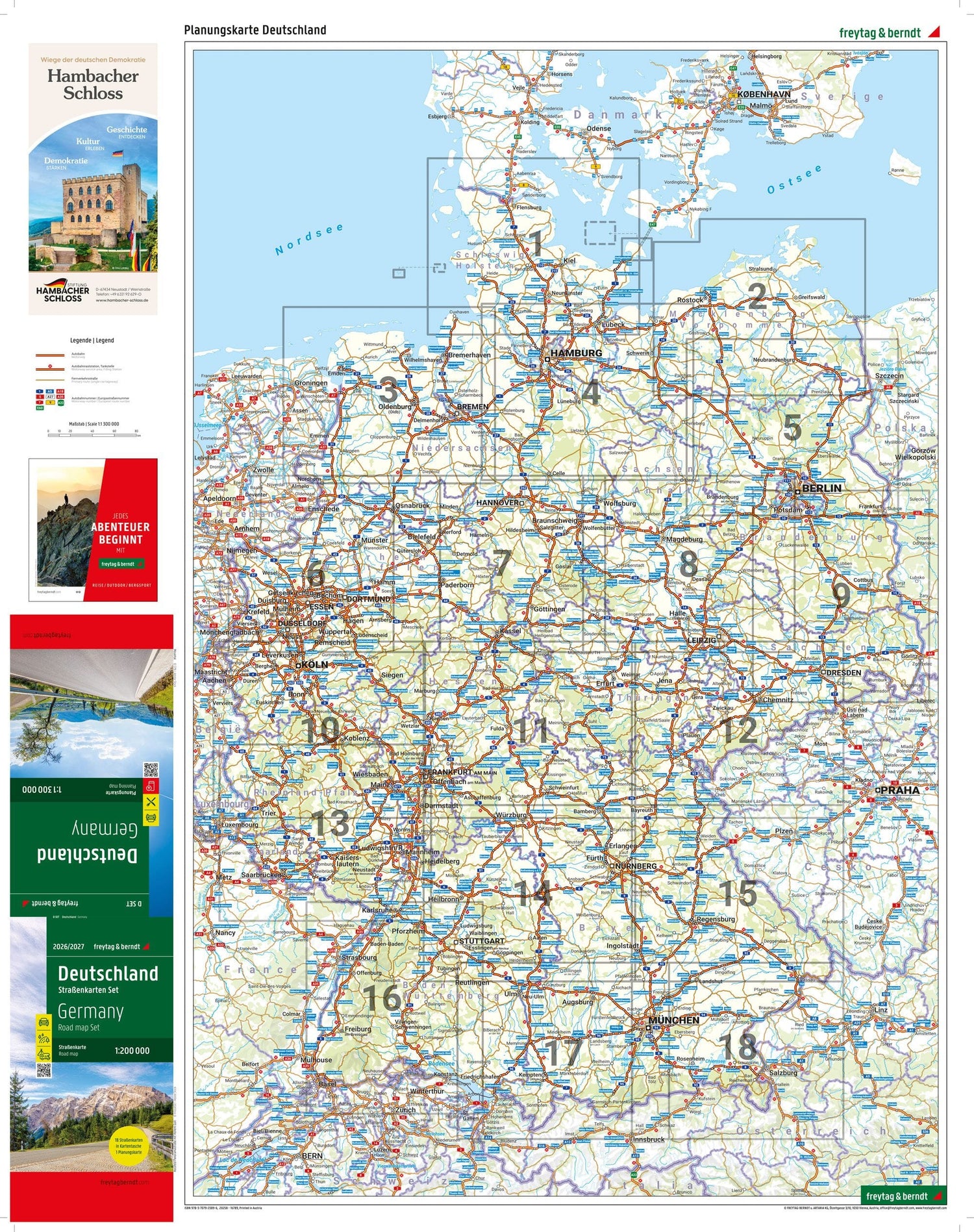 Lot de 18 cartes de l'Allemagne au 1 / 200 000 | Freytag & Berndt carte routière Freytag & Berndt