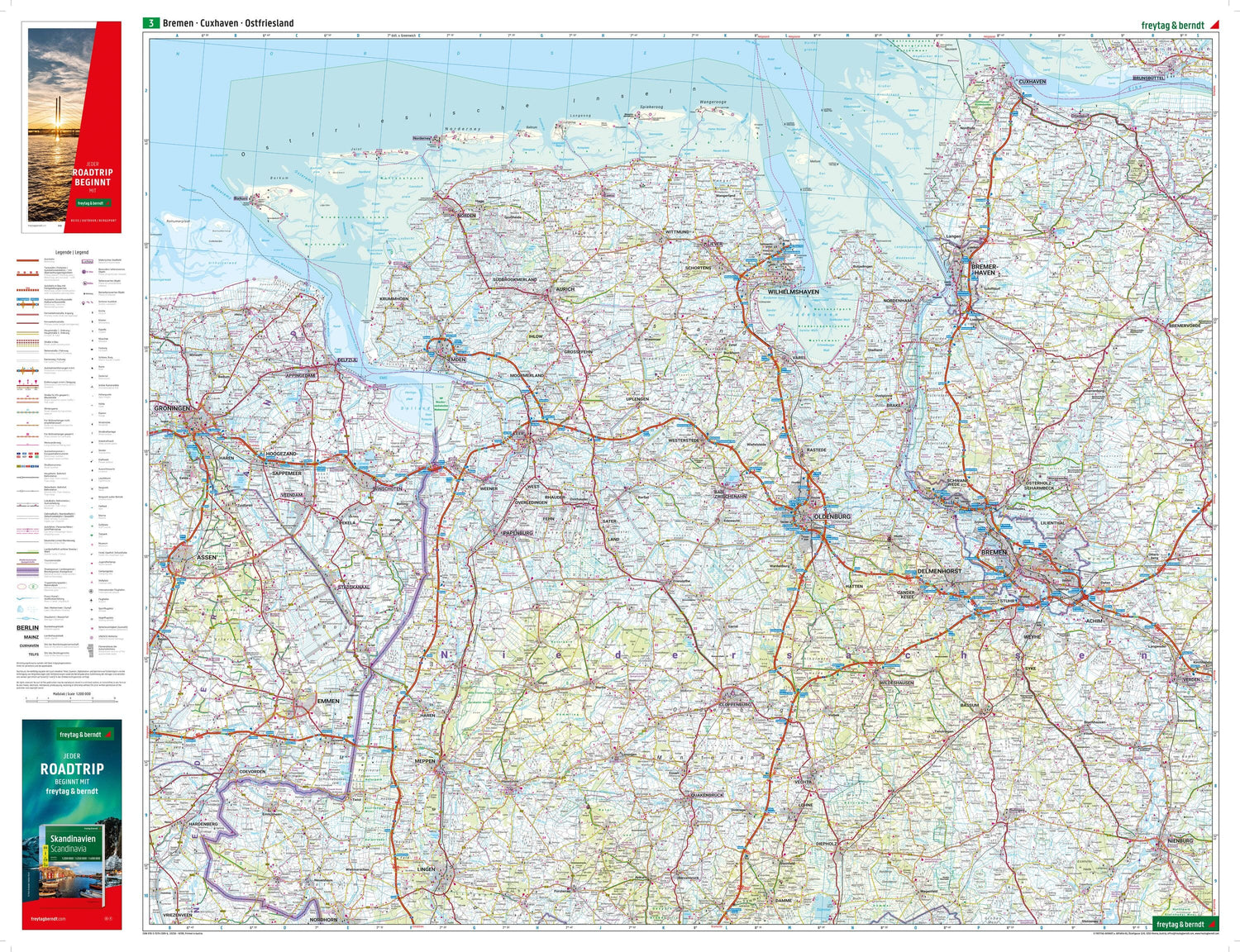 Lot de 18 cartes de l'Allemagne au 1 / 200 000 | Freytag & Berndt carte routière Freytag & Berndt