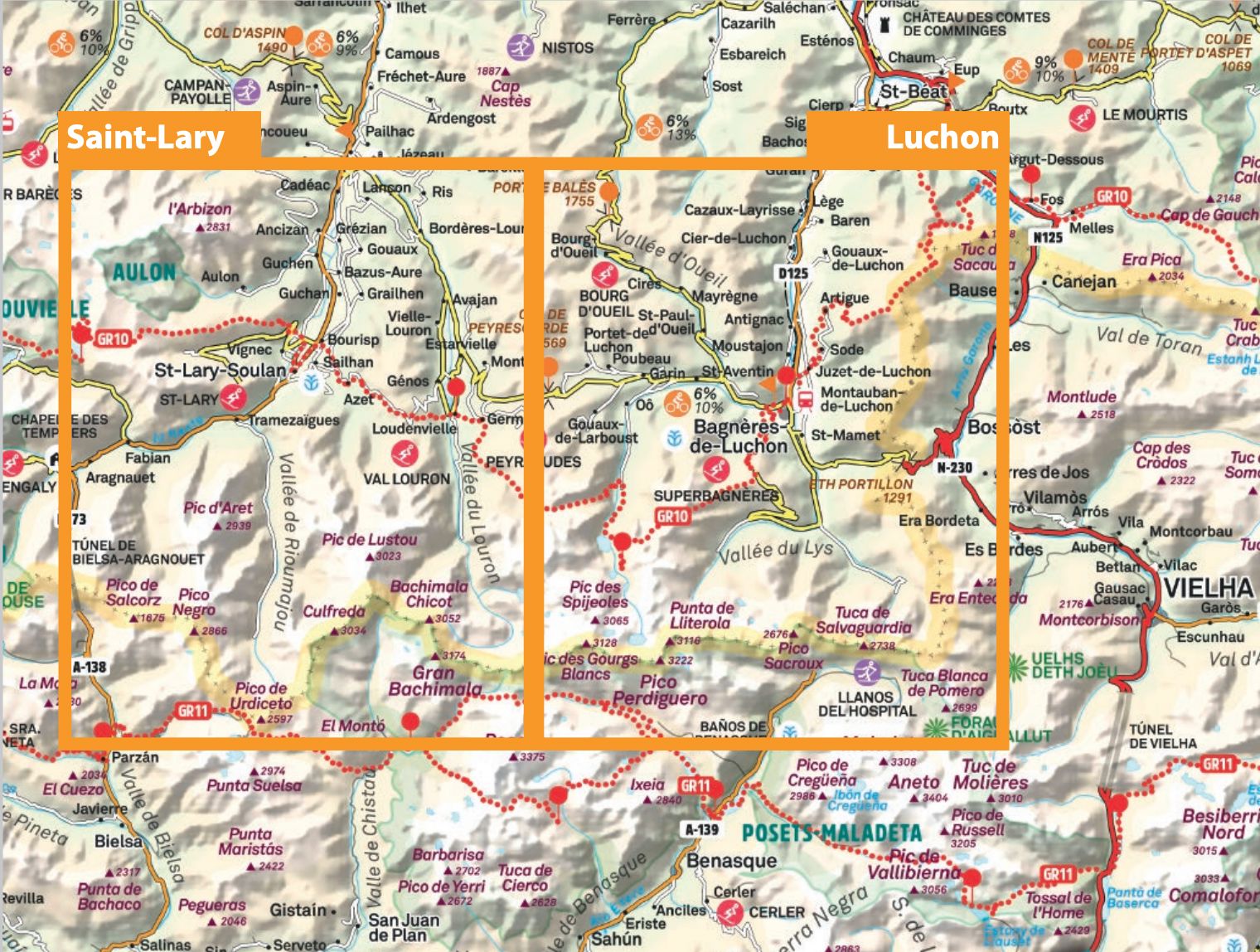 Lot de 2 cartes de randonnée - Luchon, Saint-Lary | Alpina carte de randonnée Editorial Alpina