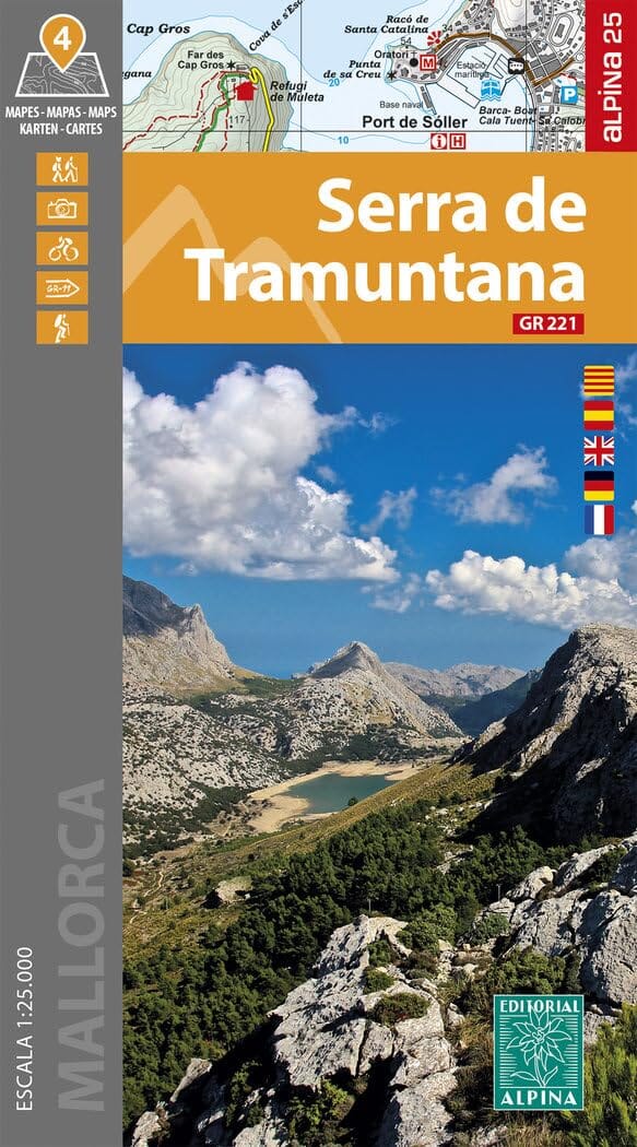 Lot de 4 Cartes de randonnée (imperméables) - Serra de Tramuntana , GR221 (Majorque, Baléares) | Alpina carte pliée Editorial Alpina 