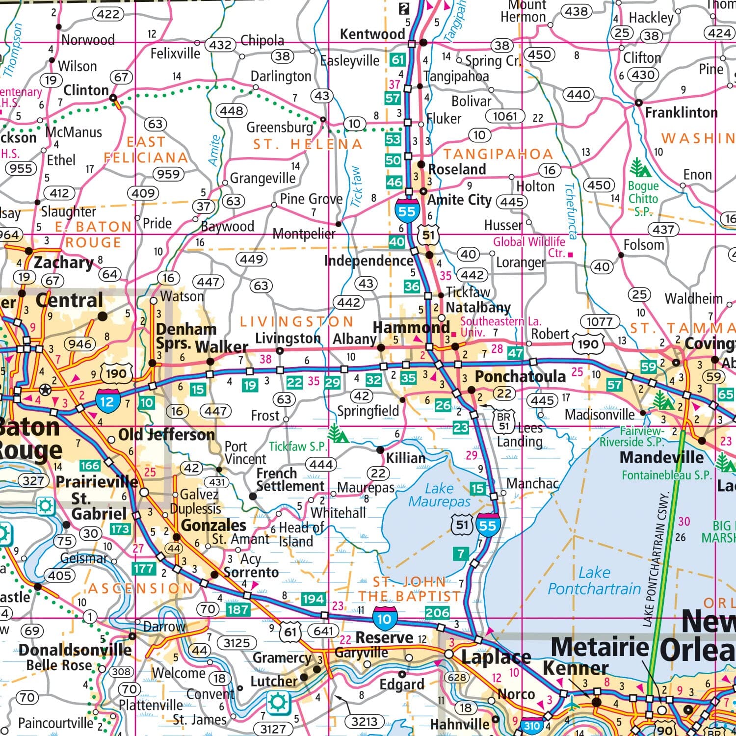 Louisiane, carte facile à plier | Rand McNally carte routière Rand McNally