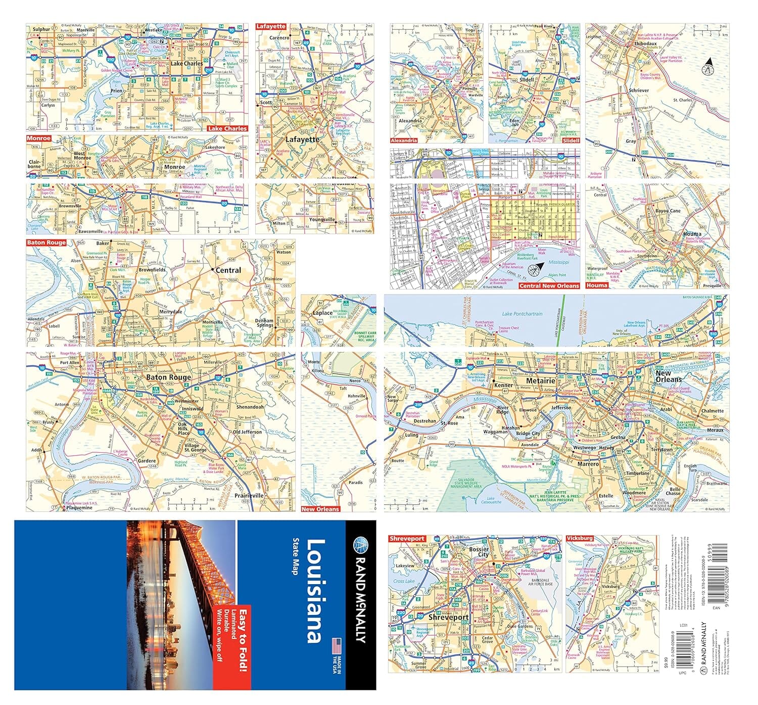 Louisiane, carte facile à plier | Rand McNally carte routière Rand McNally