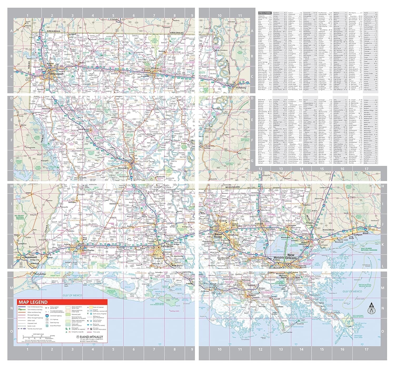 Louisiane, carte facile à plier | Rand McNally carte routière Rand McNally