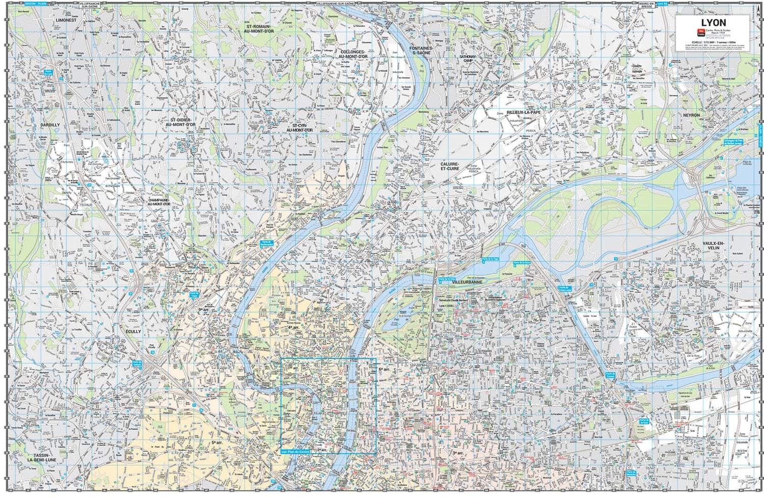 Lyon - Plan de ville grand format | Blay Foldex plan de ville Blay Foldex