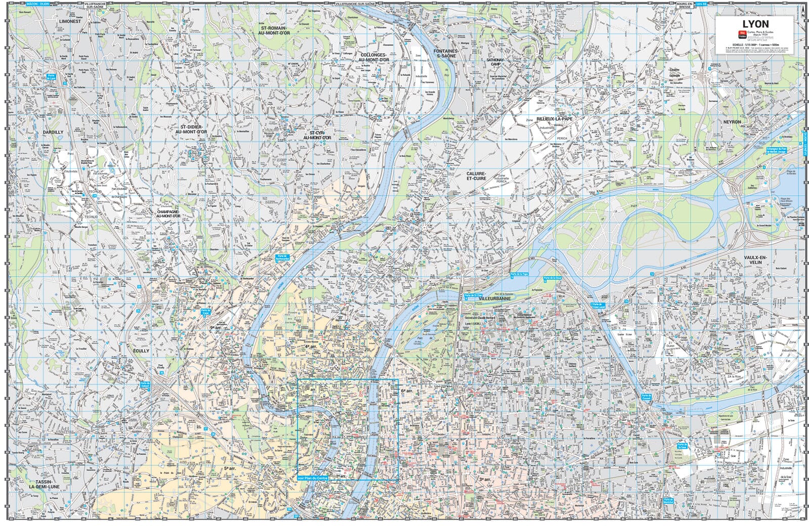 Lyon - Plan de ville grand format | Blay Foldex plan de ville Blay Foldex