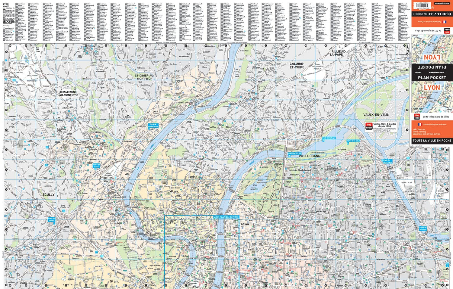 Lyon, Rhône - Plan de ville "pocket" | Blay Foldex plan de ville Blay Foldex