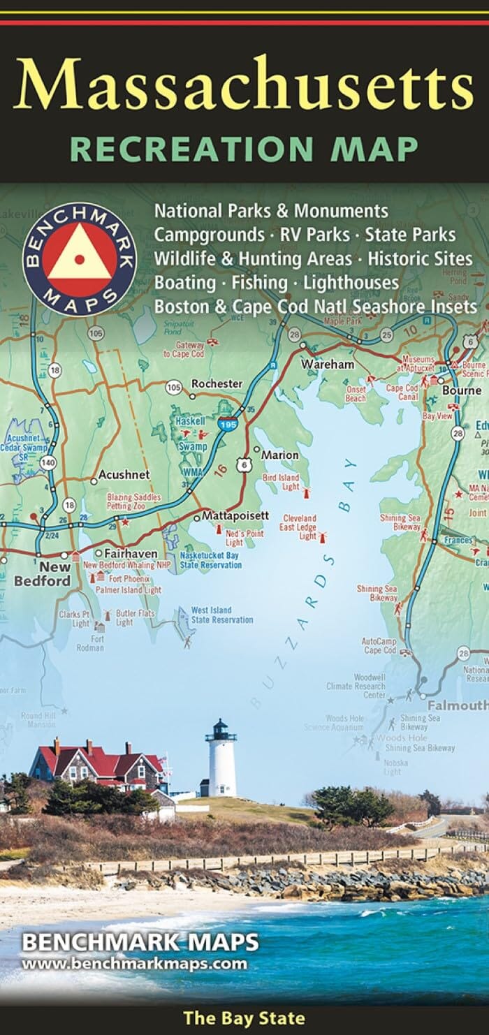 Massachusetts Recreation Map | Benchmark Maps carte routière Benchmark Maps 