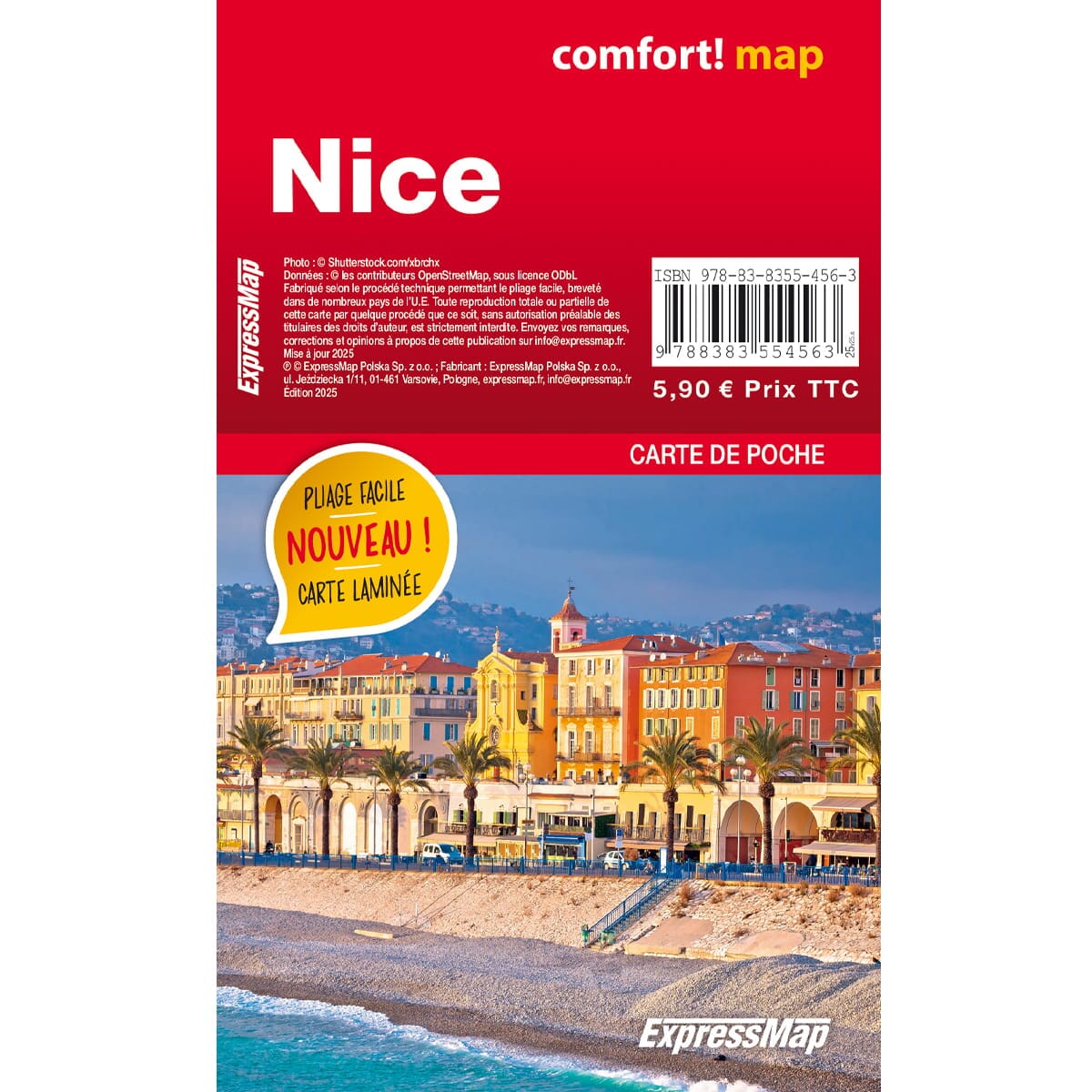 Mini plan de poche plastifié - Nice | Express Map plan de ville Express Map