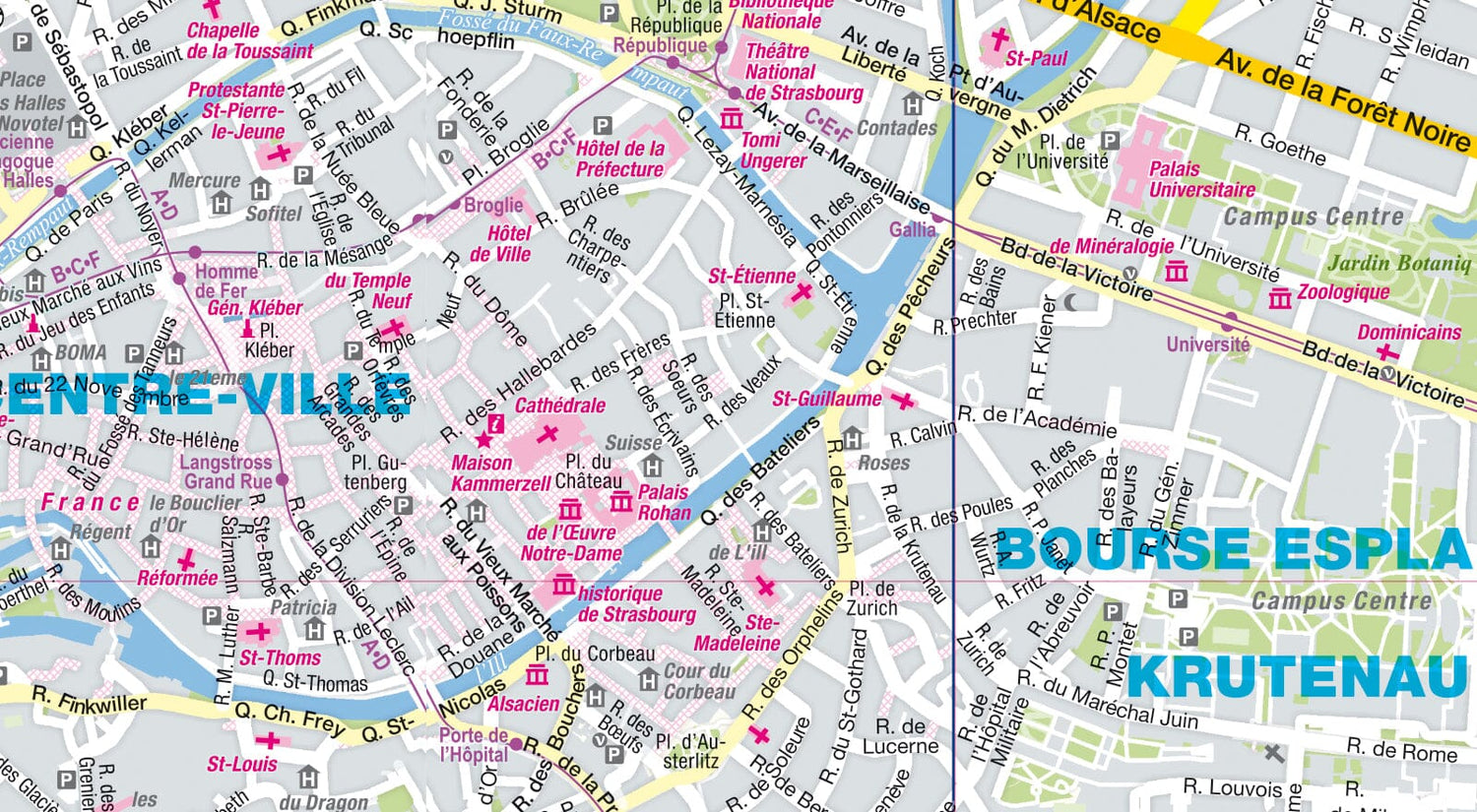 Mini plan de poche plastifié - Strasbourg | Express Map plan de ville Express Map 