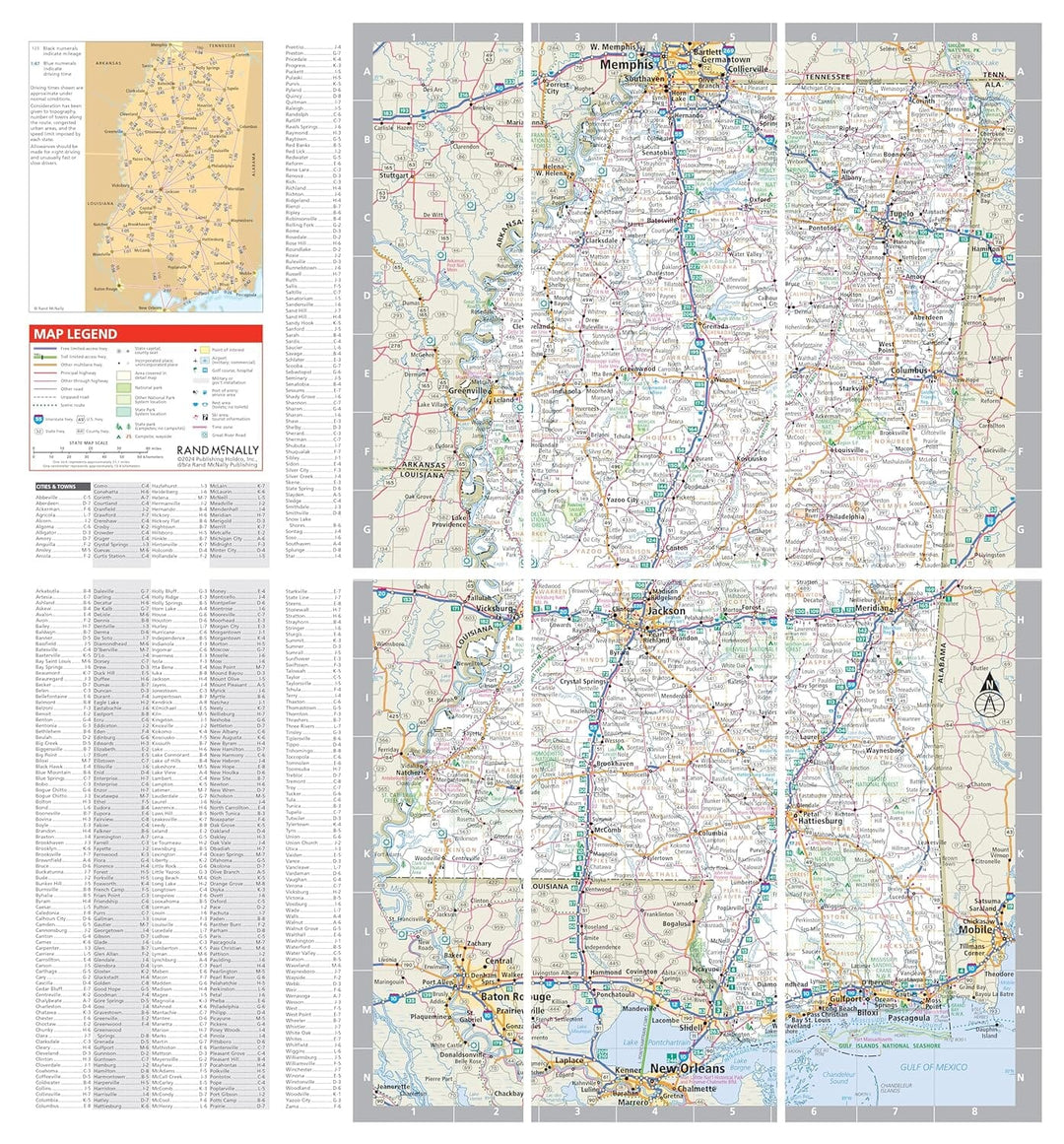 Mississippi, carte facile à plier | Rand McNally carte routière Rand McNally 