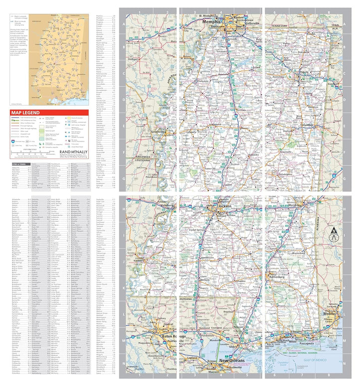 Mississippi, carte facile à plier | Rand McNally carte routière Rand McNally 