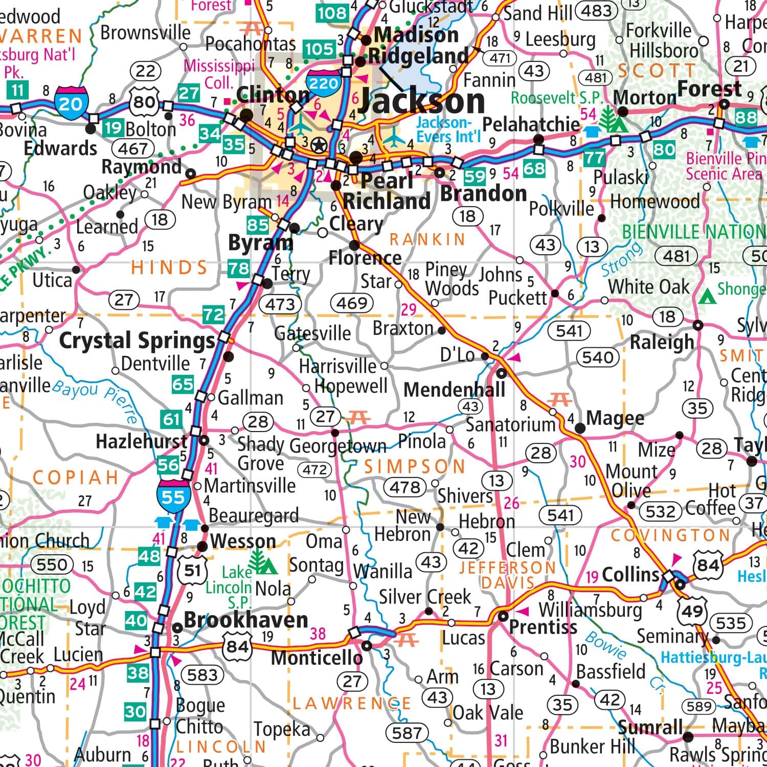 Mississippi, carte facile à plier | Rand McNally carte routière Rand McNally 