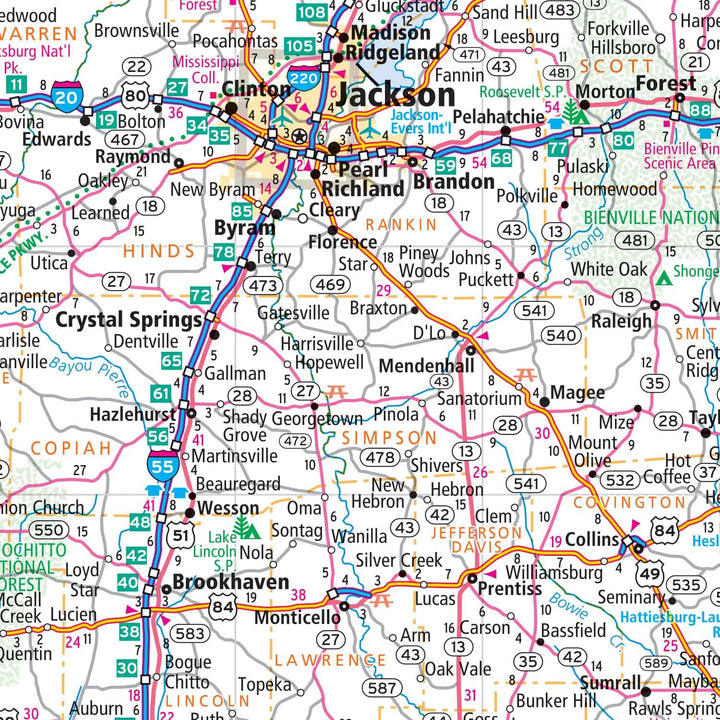 Mississippi, carte facile à plier | Rand McNally carte routière Rand McNally 