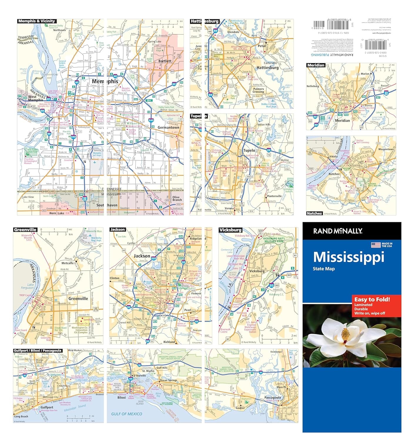 Mississippi, carte facile à plier | Rand McNally carte routière Rand McNally 