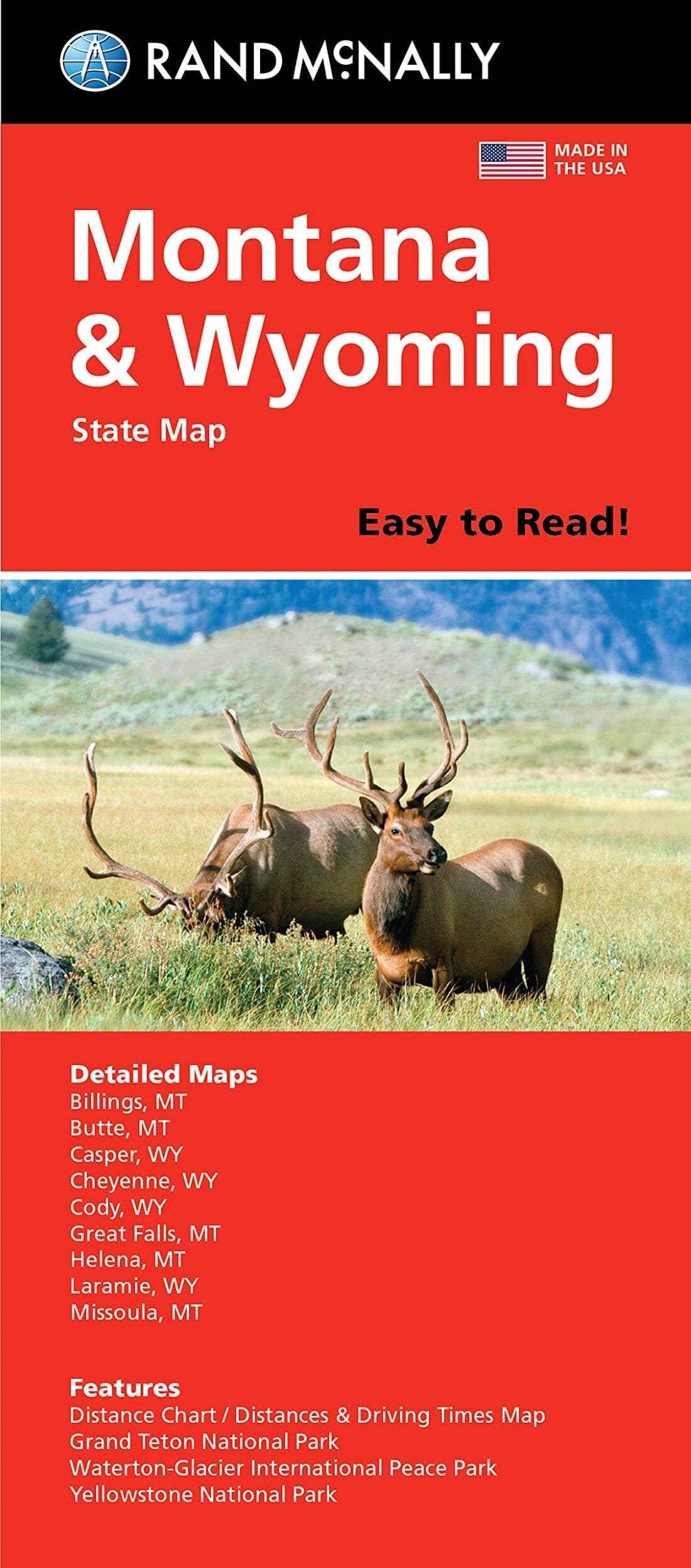 Montana & Wyoming, carte facile à lire | Rand McNally carte routière Rand McNally