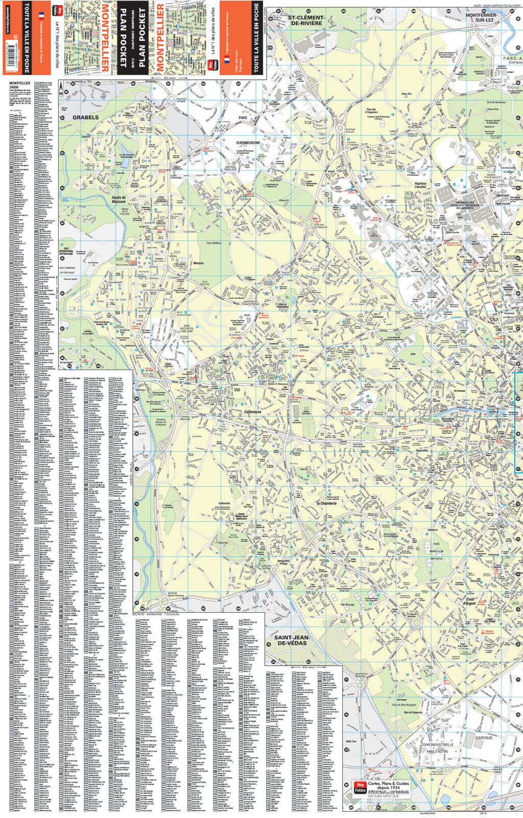 Montpellier, Hérault - Plan de ville "pocket" | Blay Foldex plan de ville Blay Foldex