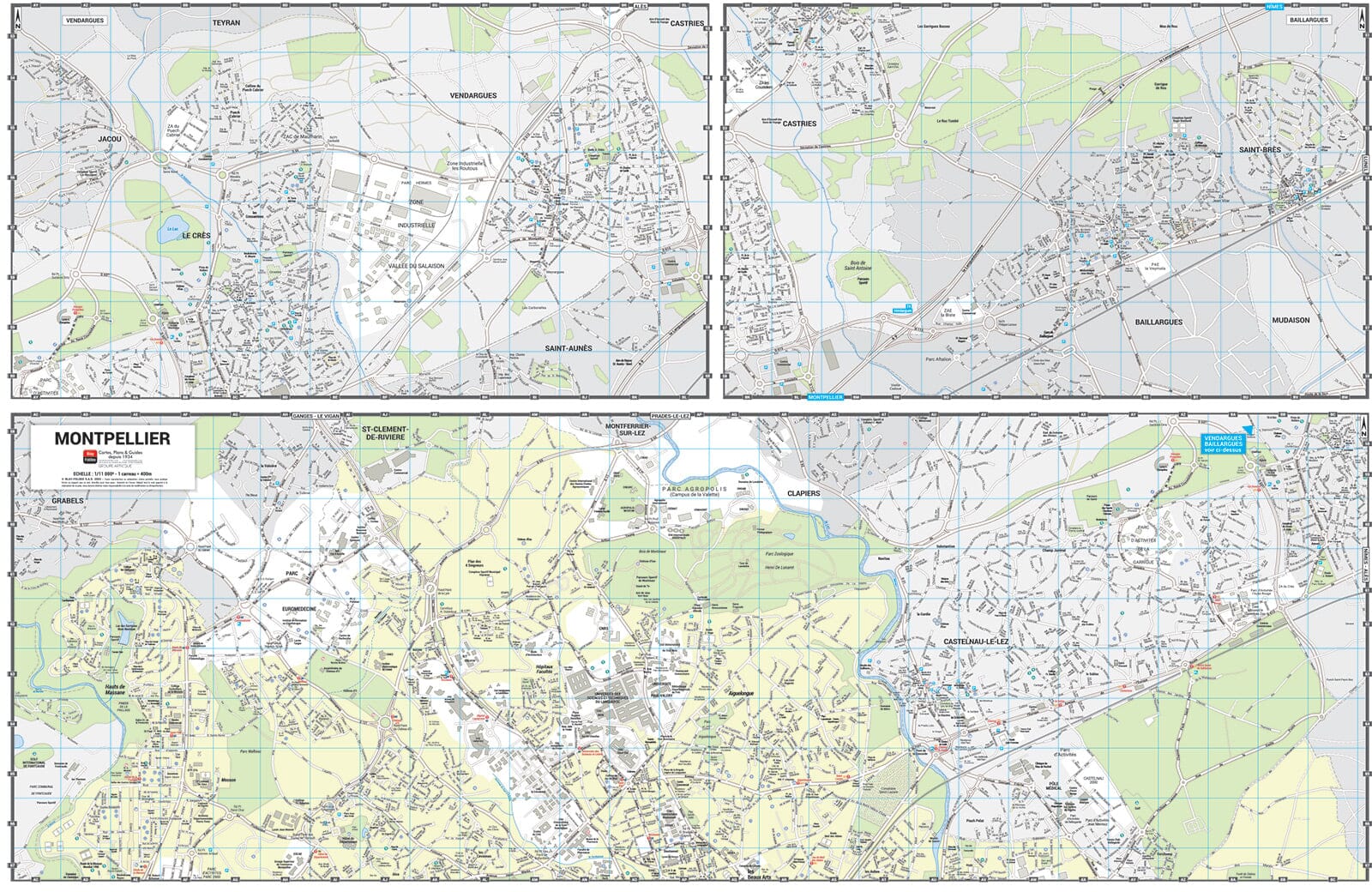 Montpellier - Plan de ville grand format | Blay Foldex plan de ville Blay Foldex