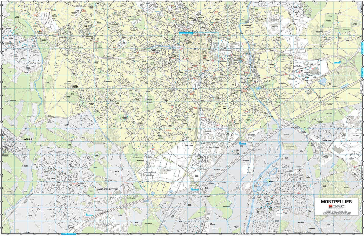 Montpellier - Plan de ville grand format | Blay Foldex plan de ville Blay Foldex
