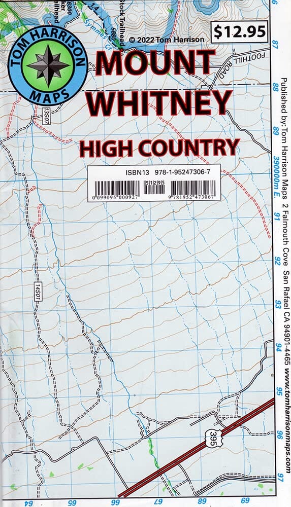 Mount Whitney High Country Trails Map | Tom Harrison Maps carte de randonnée Tom Harrison Maps