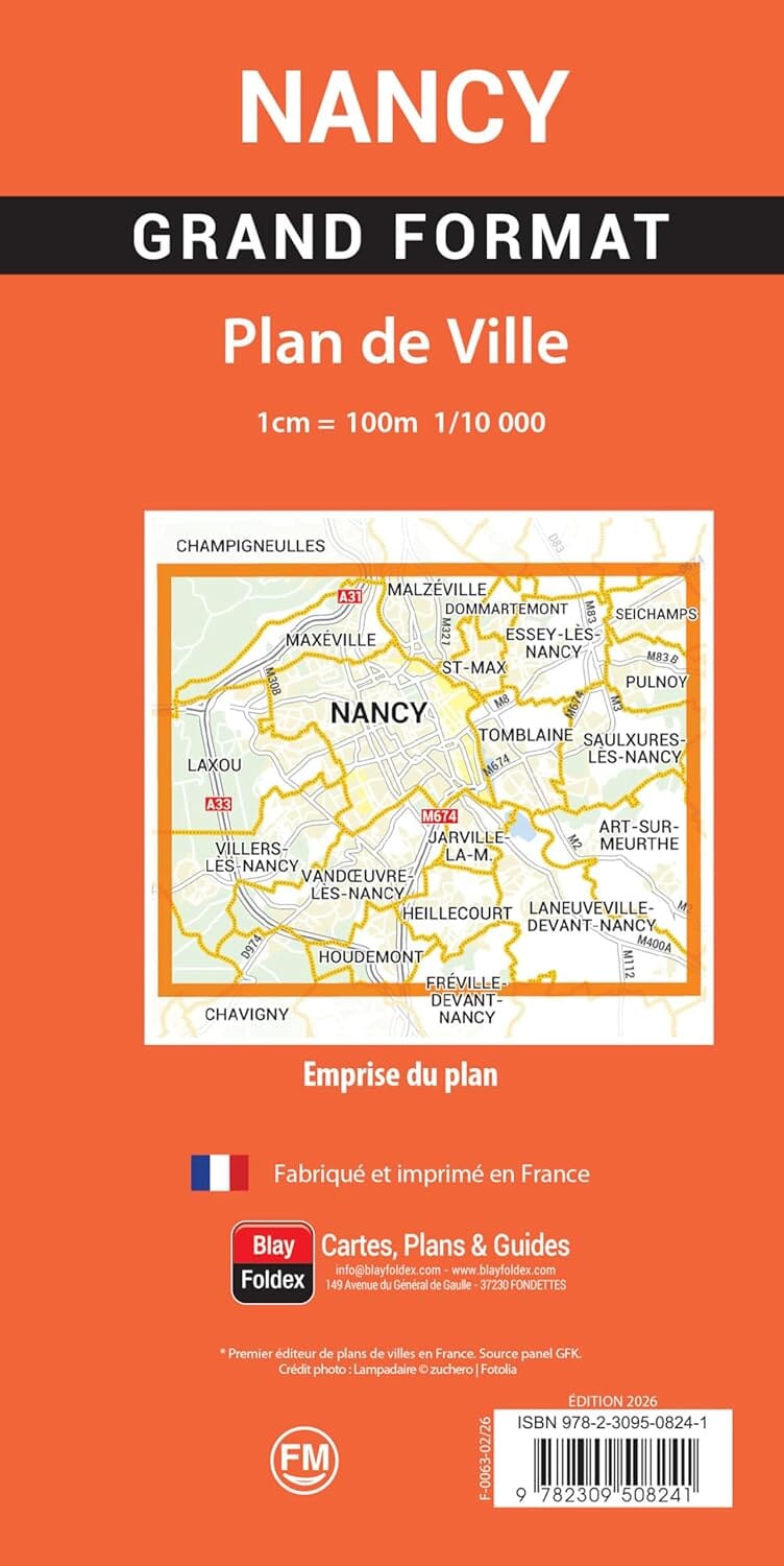 Nancy - Plan de ville grand format | Blay Foldex plan de ville Blay Foldex 