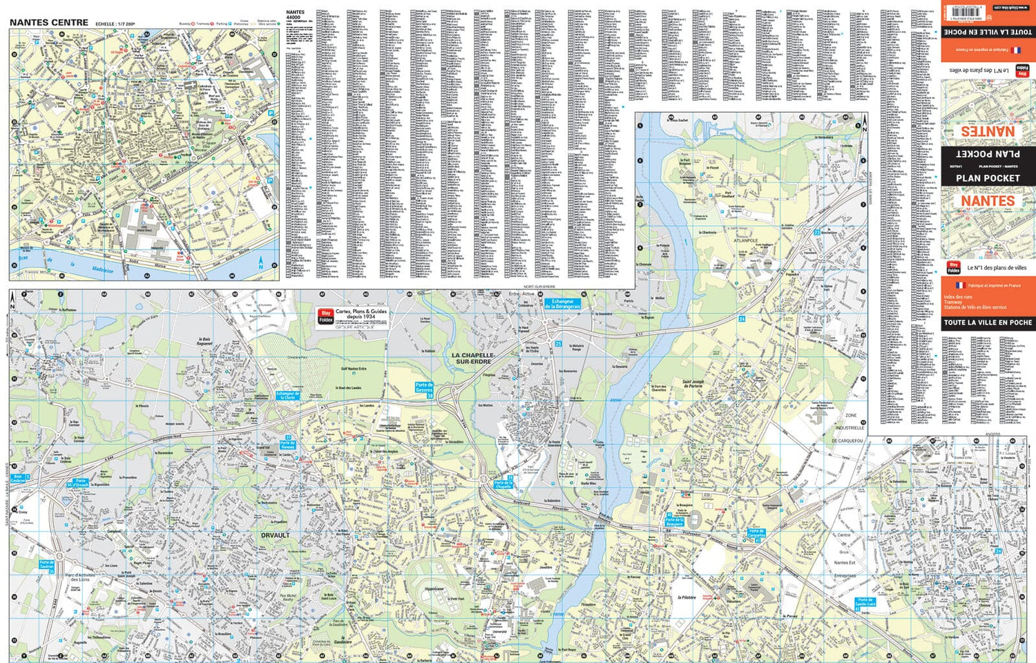 Nantes, Loire-Atlantique - Plan de ville "pocket" | Blay Foldex plan de ville Blay Foldex