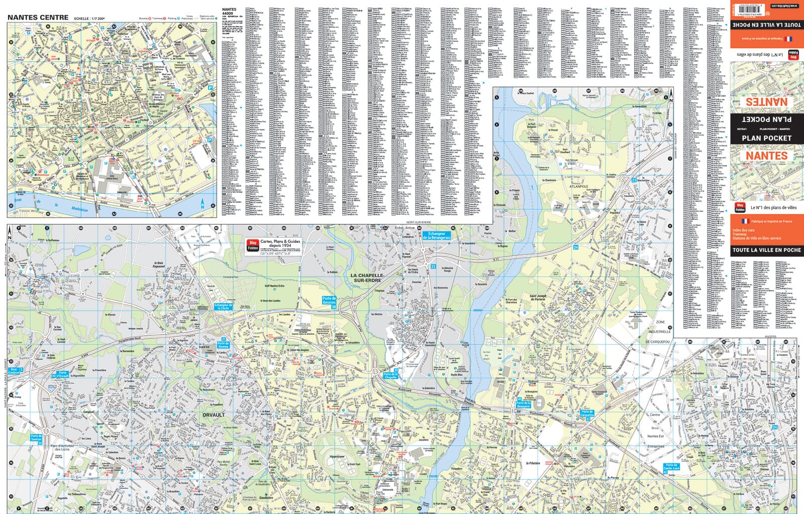 Nantes, Loire-Atlantique - Plan de ville "pocket" | Blay Foldex plan de ville Blay Foldex