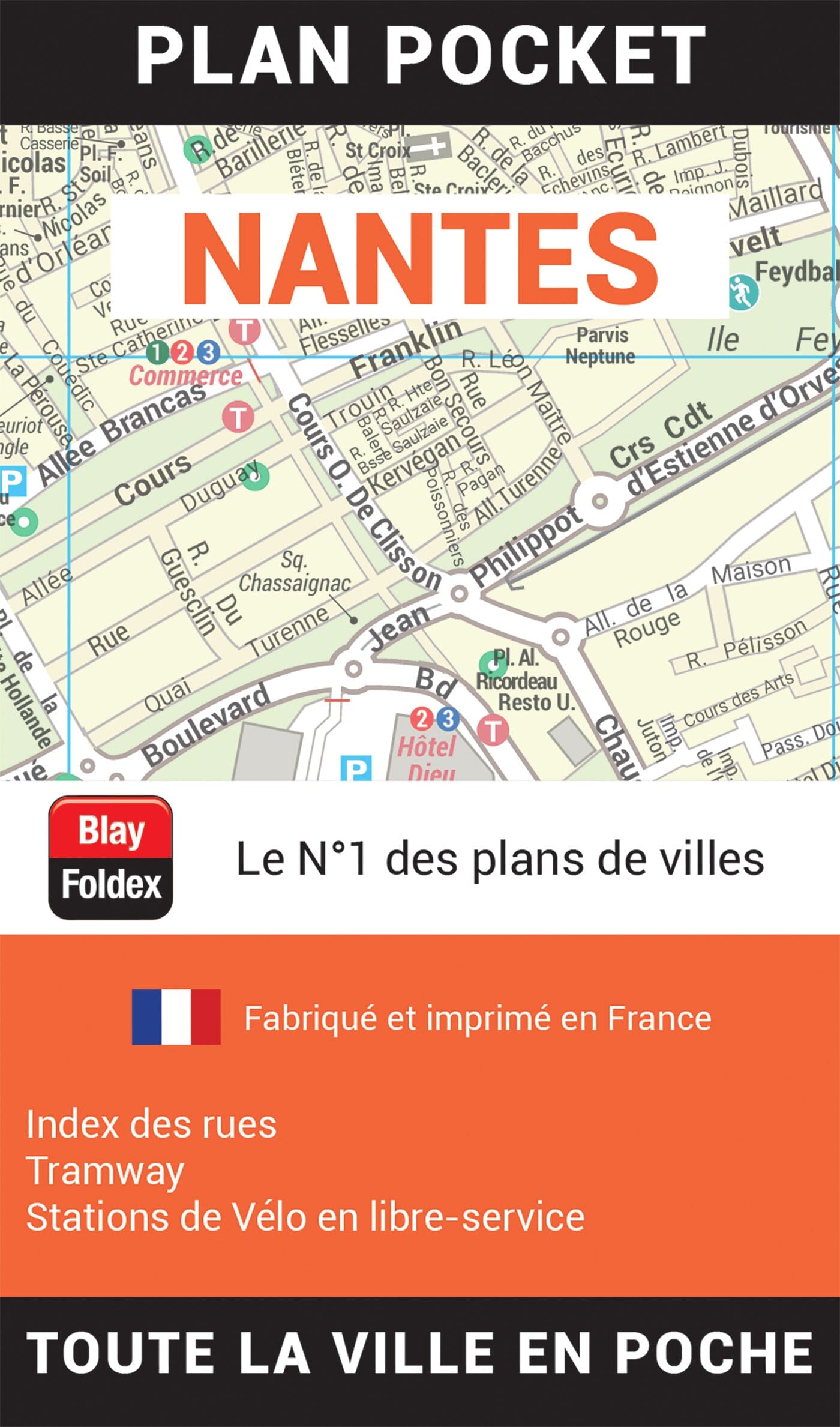 Nantes, Loire-Atlantique - Plan de ville "pocket" | Blay Foldex plan de ville Blay Foldex