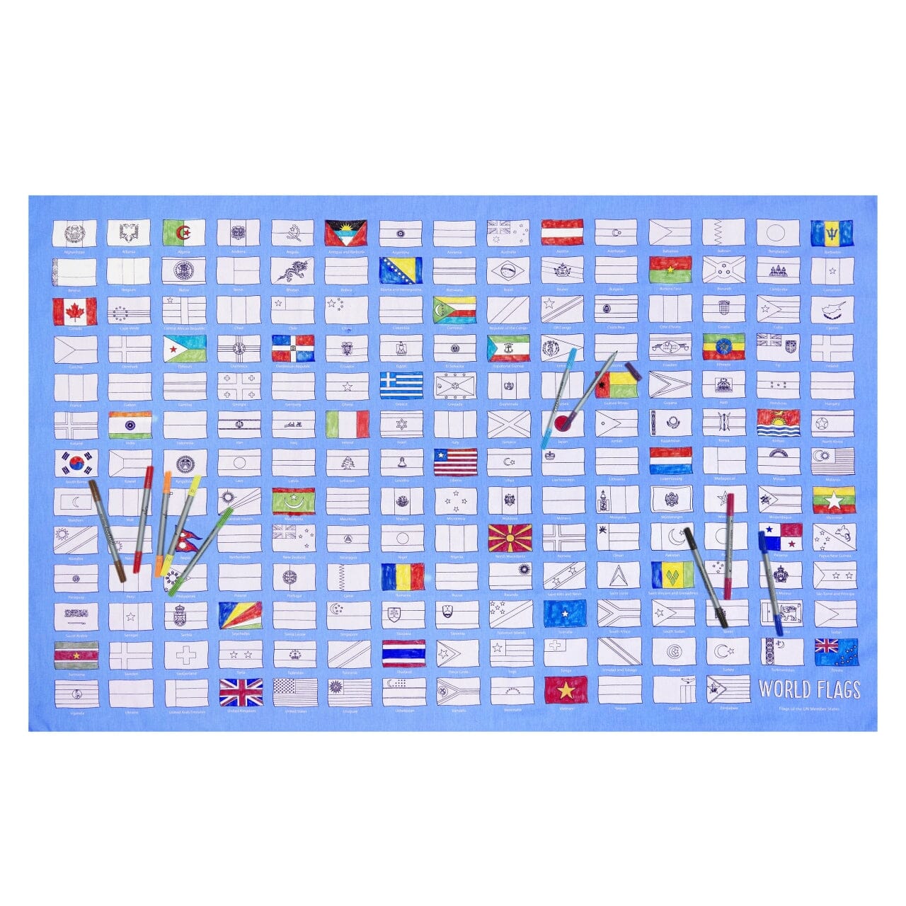 Nappe à colorier - Motif "Drapeaux" | Eat Sleep Doodle jeu Eat Sleep Doodle