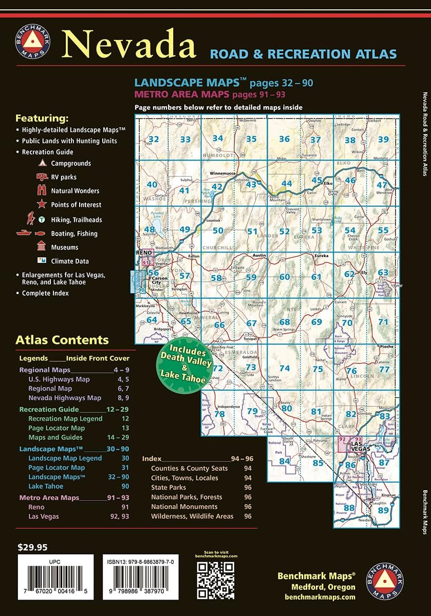Nevada Road and Recreation Atlas | Benchmark Maps atlas Benchmark Maps 