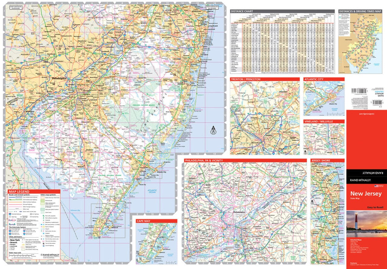 New Jersey, carte facile à lire | Rand McNally carte routière Rand McNally 