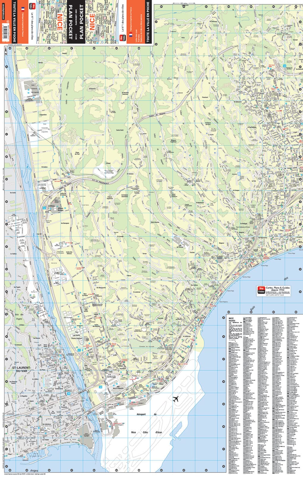 Nice, Alpes-Maritimes - Plan de ville "pocket" | Blay Foldex plan de ville Blay Foldex