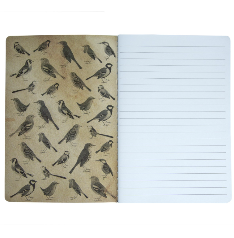 Cahier style vintage (14 x 20 cm) - Motif "Oiseaux" | Sass & Belle