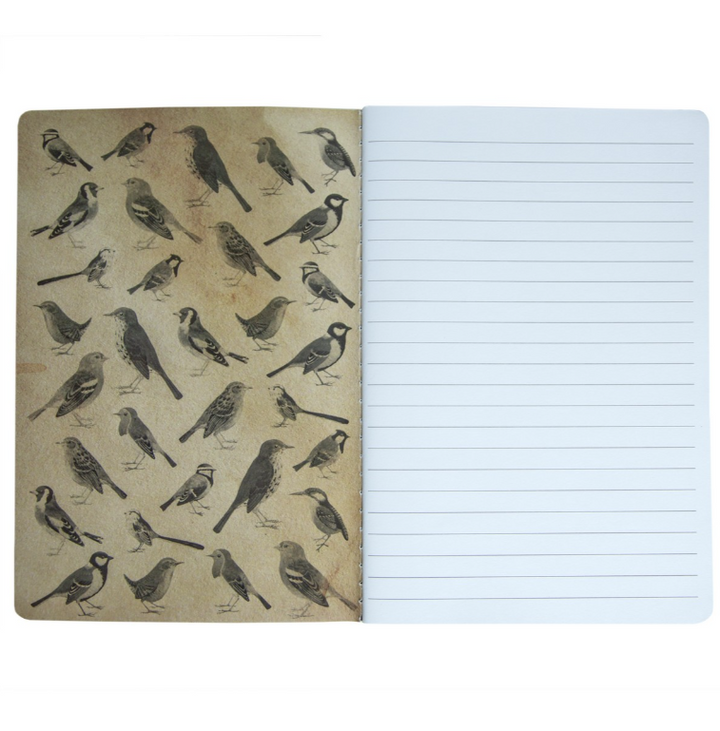 Cahier style vintage (14 x 20 cm) - Motif "Oiseaux" | Sass & Belle