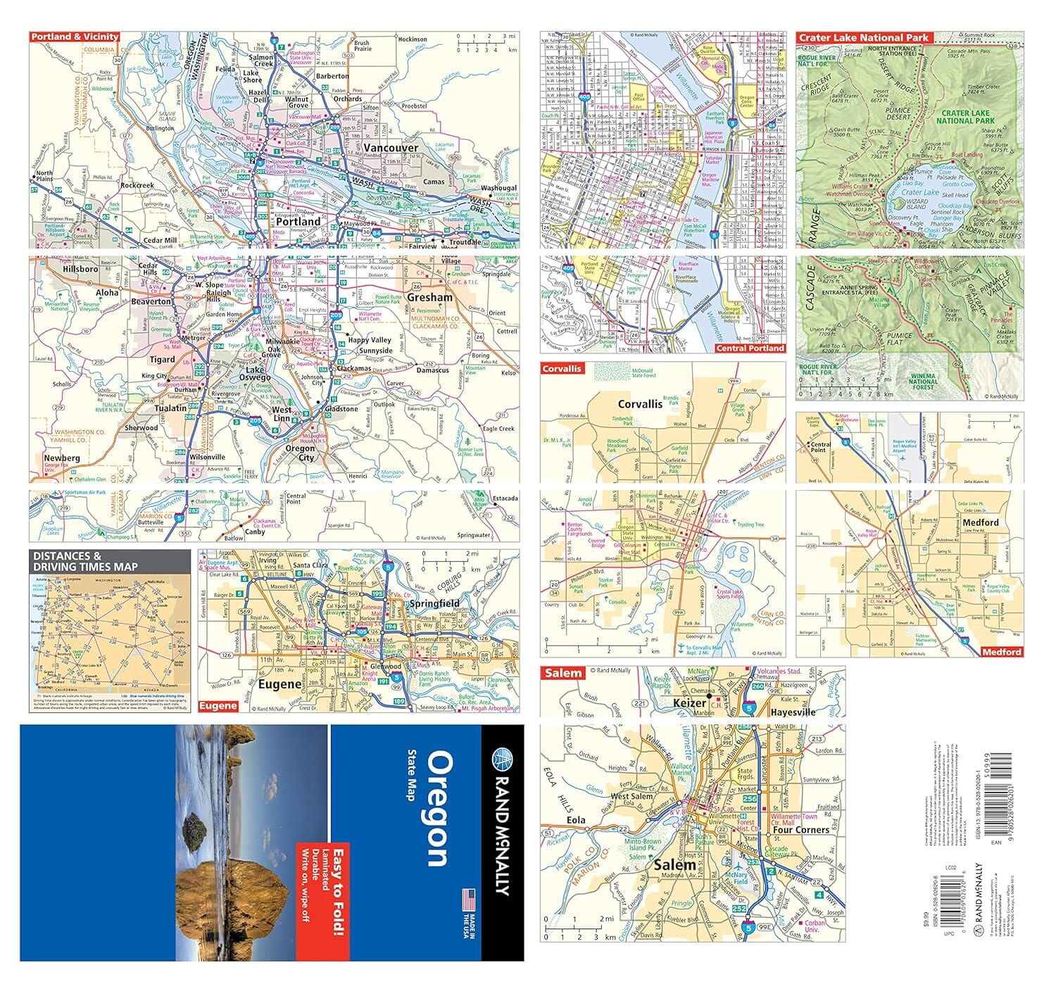 Oregon, carte facile à plier | Rand McNally carte routière Rand McNally 