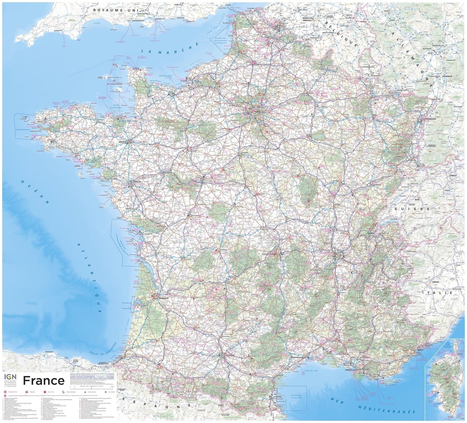 Panneau épinglable - France - 110 x 98 cm | IGN panneau épinglable IGN 