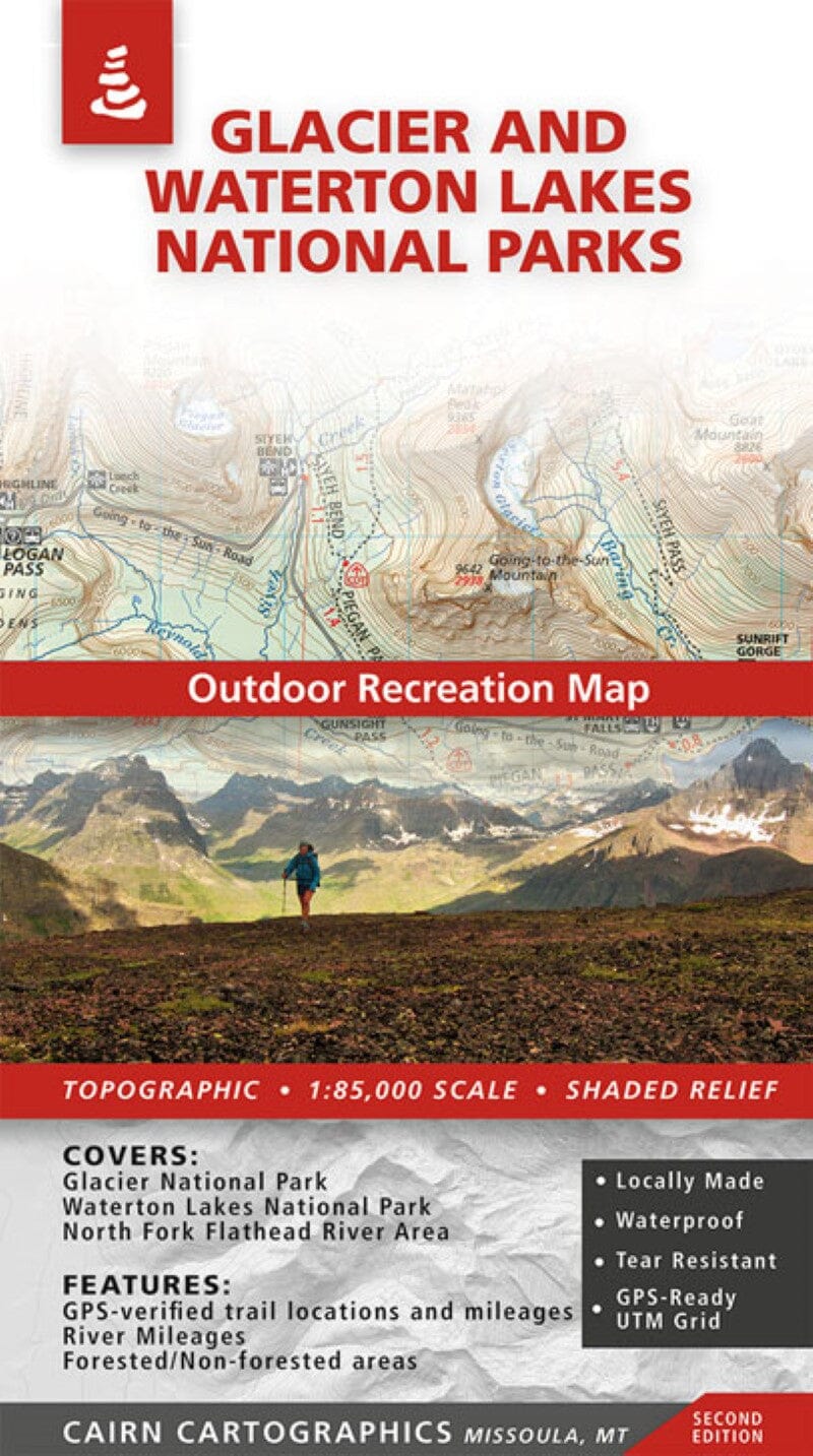 Parc national des Glaciers (Montana) | Cairn Cartographics carte de randonnée Cairn Cartographics