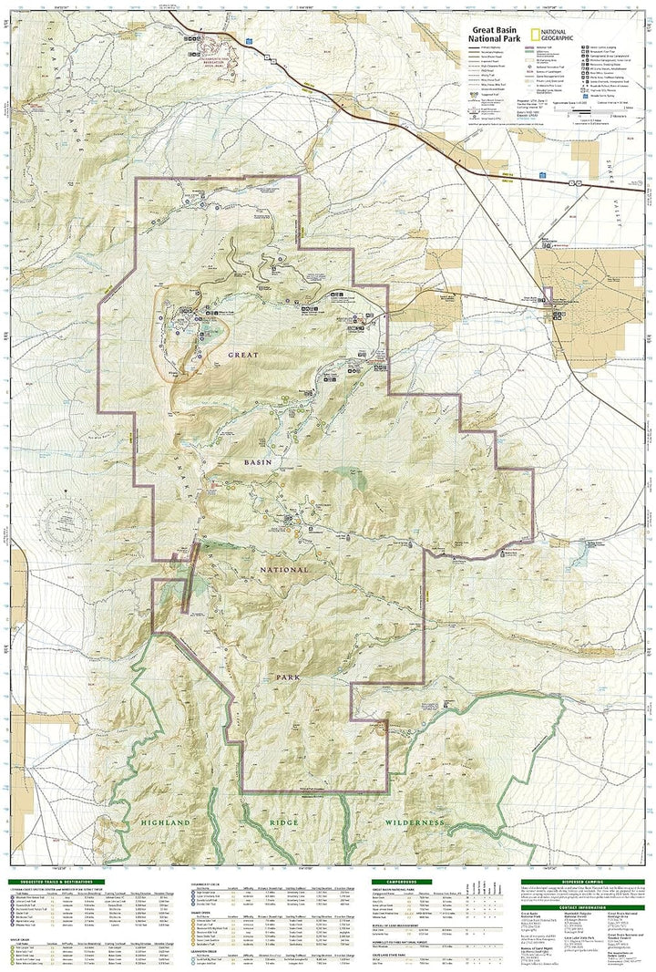 Parc national du Grand Bassin (Nevada) | National Geographic carte de randonnée National Geographic 