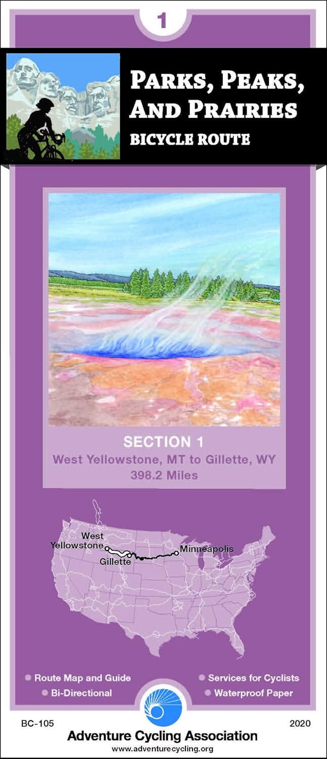 Parks, Peaks, & Prairies Connector - Bicycle Route Section 1 | Adventure Cycling Association carte cycliste Adventure Cycling Association